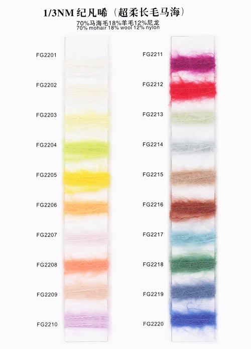 1/3nm 1/13NM - 70% Mohair 18% Uld 12% Nylon/30% Suoer blødt mohair 30% uld 40% Nylon