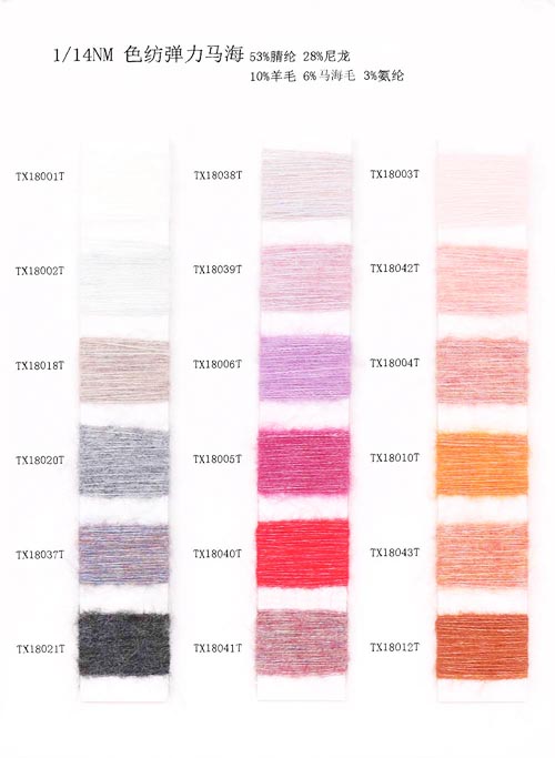 1/14nm 53% akryl 28% Nylon 10% Uld 6% Mohair 3% elastan 