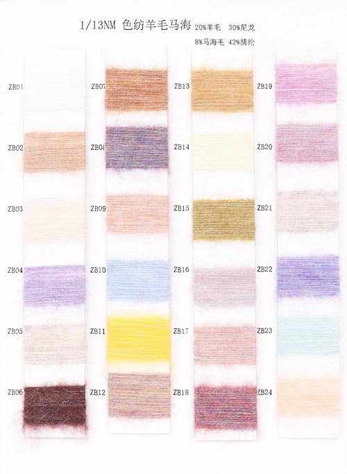 1/13 NM 8% Mohair 20% Ull 30% Nylon 42%Akryl 