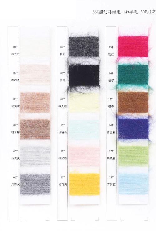 1/13 NM 56% Ultra ung Mohair 14% Ull 30% Nylon 